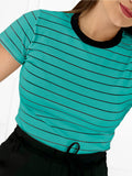 Camiseta listrada Blogger Verão Verão Casual Verão Verão Frete rápido Frete grátis Confortável Malha Casual